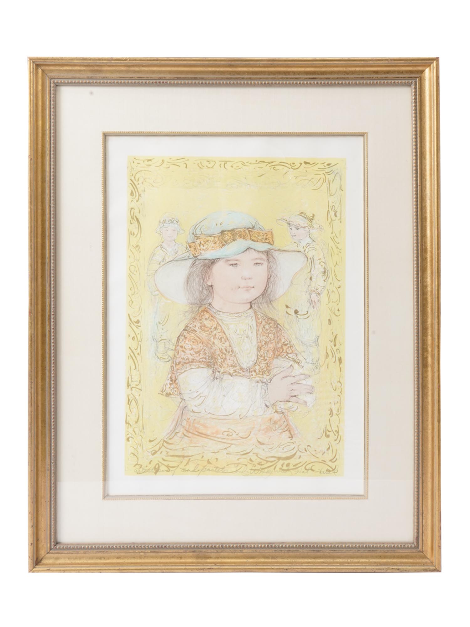 PASTEL PRINT GIRL WITH HAT HANDSIGNED EDNA HIBEL PIC-0